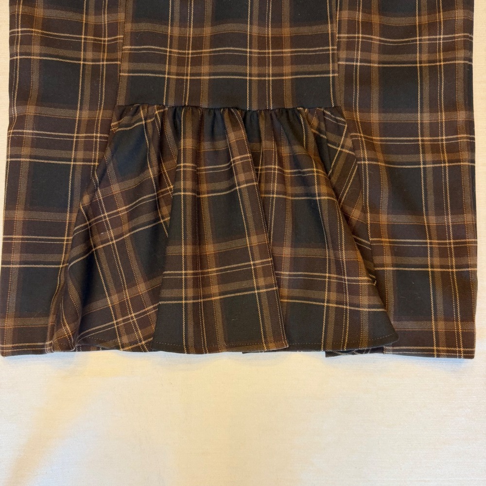 Body by Victoria Pencil Skirt Womens 4 Brown Plaid Wool Blend Pleated back Midi - Picture 12 of 12